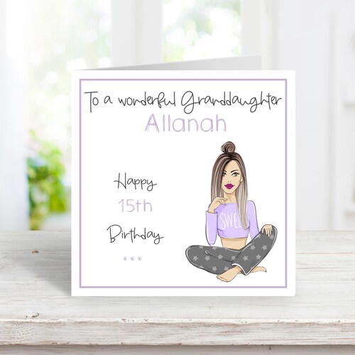 thumbnail image 2 of Personalised Birthday Card For Daughter Or Granddaughter - 14th 15th 16th Birthday Pink Handmade Card 2 of 11