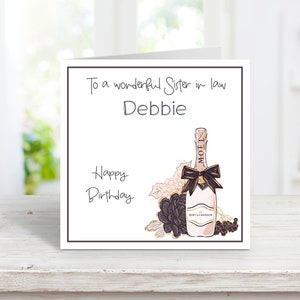Carte d'anniversaire personnalisée pour femme, carte d'anniversaire faite main pour belle-soeur, carte personnalisée pour fille