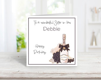 Personalised Female Birthday Card,  Handmade Birthday Card for Sister in law, Personalised Card for Daughter