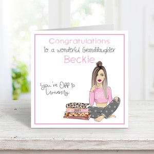Carte personnalisée Off to University pour une fille, carte de félicitations universitaires faite à la main, carte bien faite pour une fille off to College