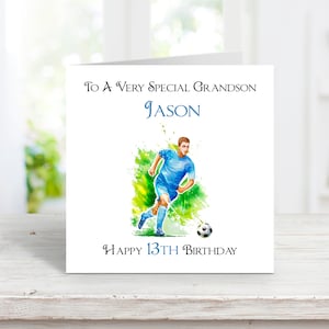 Biglietto di compleanno personalizzato per l'età del ragazzo adolescente, biglietto di compleanno del giocatore di football per il figlio, biglietto di compleanno fatto a mano per un nipote adolescente