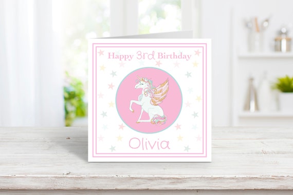 Niece Personalised Unicorn Birthday Card Any name any age Daughter Sister 