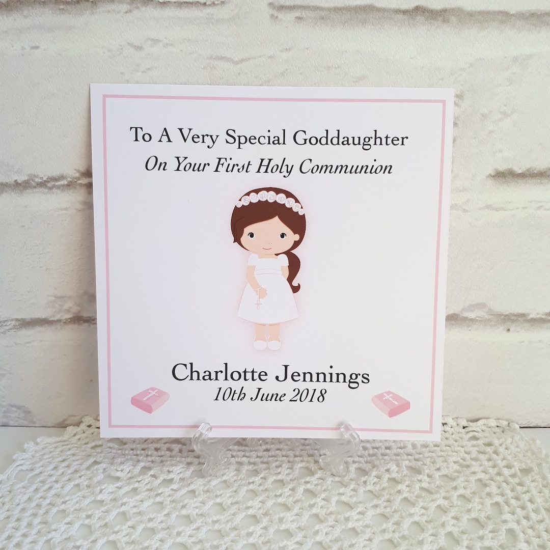 On Your First Holy Communion Card for A Girl, Personalised and Handmade ...