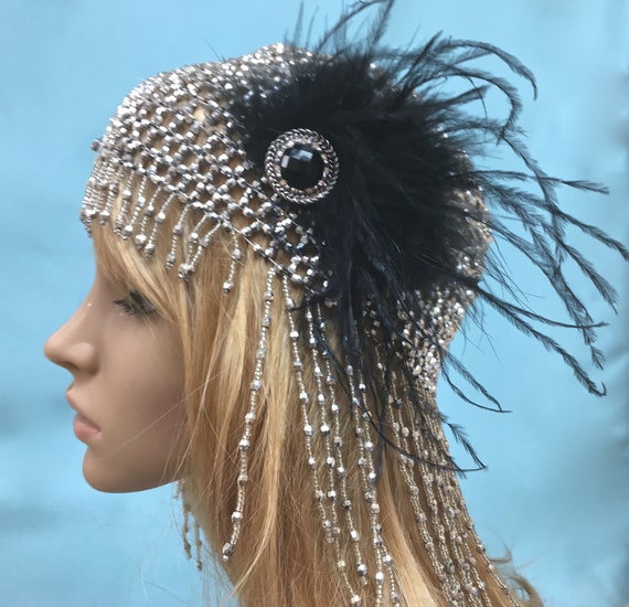Beaded Gatsby Headpiece Roaring 20s Headpiece Flapper Etsy
