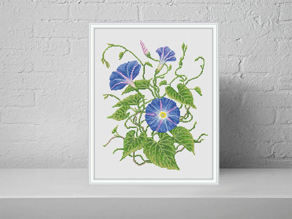 Morning Glory Modern Cross Stitch Pattern, PDF - Instant Download