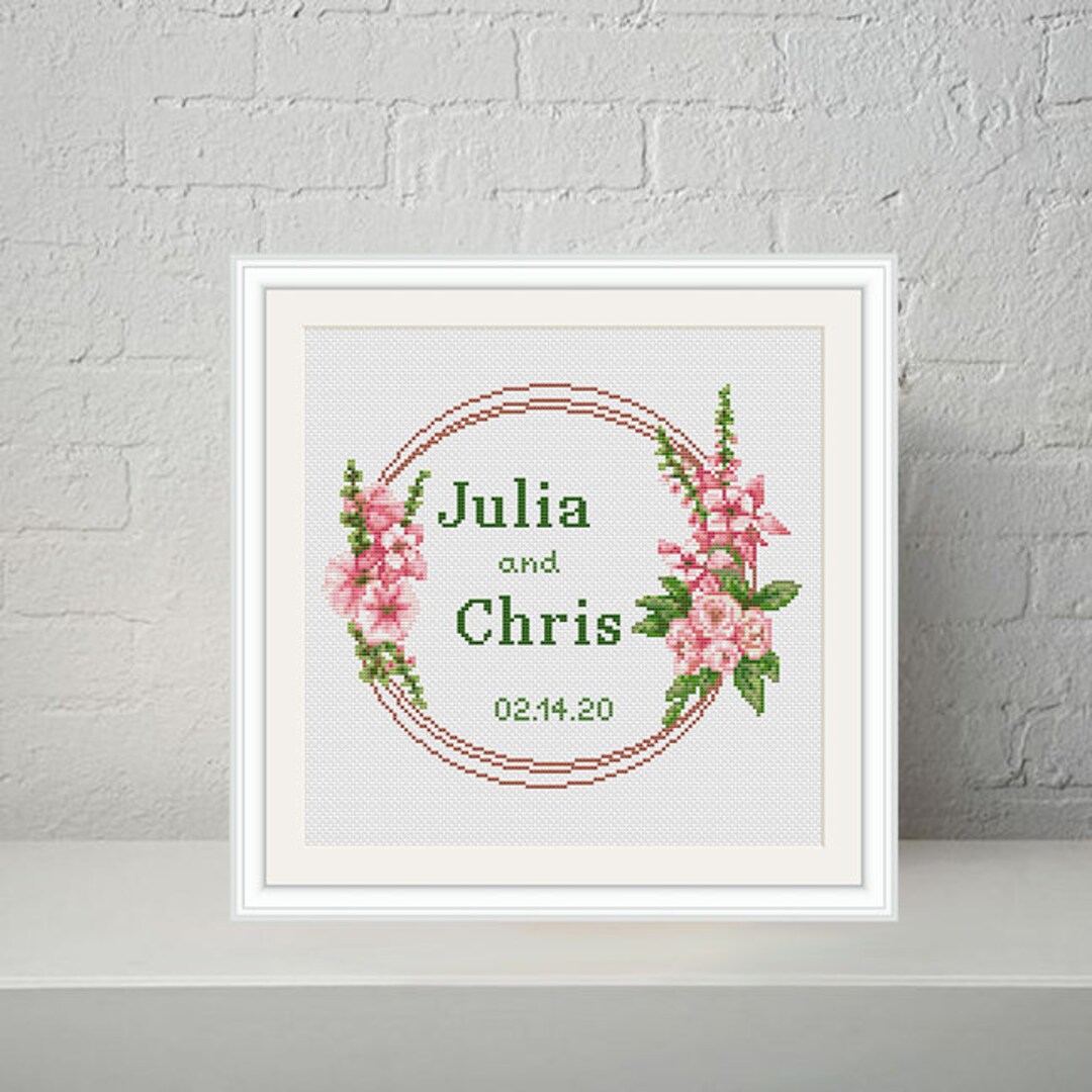 Wedding Modern Cross Stitch Pattern PDF Personalized Chart Printable ...