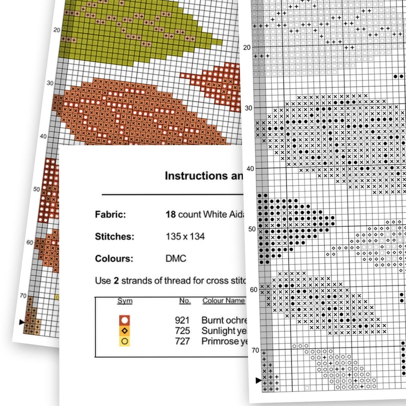 Leaves Multicolor Modern Cross Stitch Pattern PDF - Instant Download ...