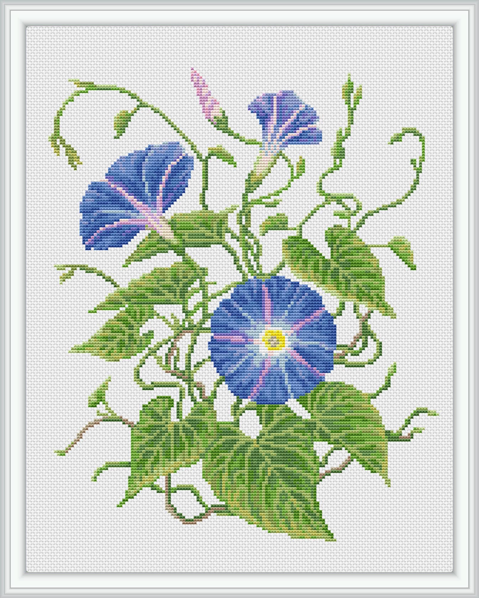 Morning Glory Modern Cross Stitch Pattern, PDF - Instant Download