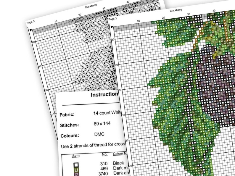 Blueberry Modern Cross Stitch Pattern PDF - Instant Download. - Etsy