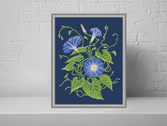 Morning Glory Modern Cross Stitch Pattern, PDF - Instant Download