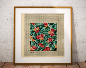 Floral Point Paper Art Print: Geometric Textile History Wall Decor