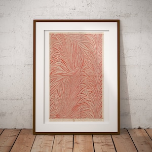 Vintage Textile Art Print: Red Sand Dune Design, Historic Jacquard Loom Pattern