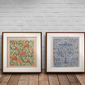Tree of Life Set of 2 Art Prints, Vintage Textile Art Print, William Morris Style Tree of Life, Woven Fabric Art Print, Vintage Home Decor