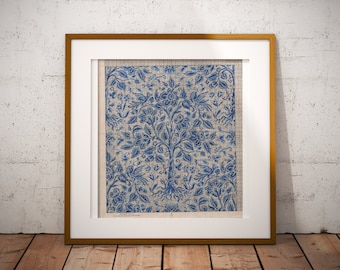 Vintage Wall Art Tree of Life 1920-1930's Large Point Paper Textile and William Morris style Woven Tapestry