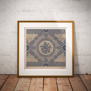 Blue Porcelain Lace Style Art Print, 18th Century French Style Wall Art, Chateau Decor Gift, Delft Style Wall Art, Delicate Blue Fabric Art