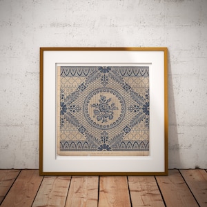 Blue Porcelain Lace Style Art Print, 18th Century French Style Wall Art, Chateau Decor Gift, Delft Style Wall Art, Delicate Blue Fabric Art