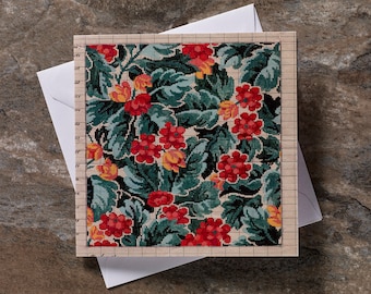 Floral Birthday Card: William Morris Style Fabric Pattern