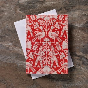Tarjeta de felicitación con escena de caza, tamaño A5, papel de punta de textil antiguo, tela tejida vintage, tarjeta de felicitación con patrón, tarjeta de cumpleaños para artesanos
