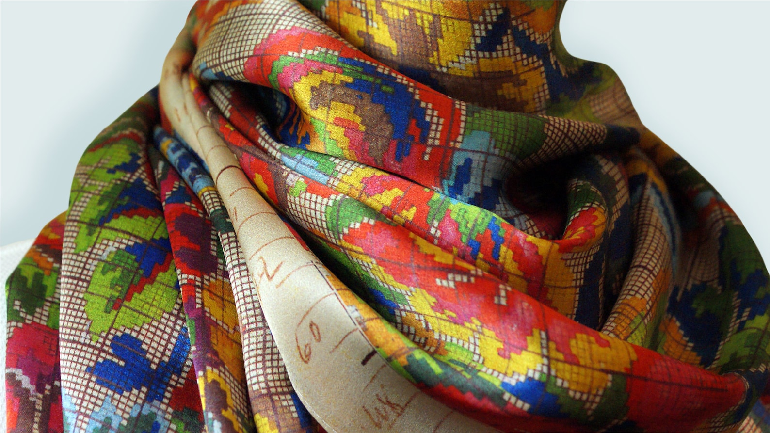 Vintage Silk Scarf Multicoloured 1900's Long Fabric Print Etsy