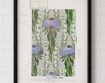 Vintage Chrysanthemum Floral Print: 1900 French Textile Design Art (A1, A2)