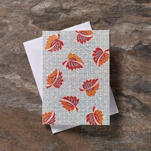 Feuille d'automne carte de voeux florale A5 Antique Textile Point papier vintage tissu motif carte d'anniversaire