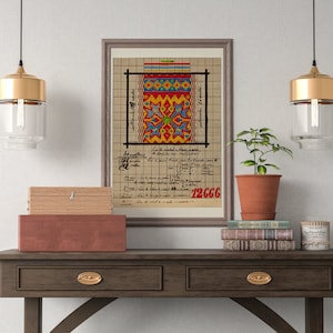 Vintage Azteken-Stil Punkt Papier Kunstdruck: Textil Liebhaber Geschenk
