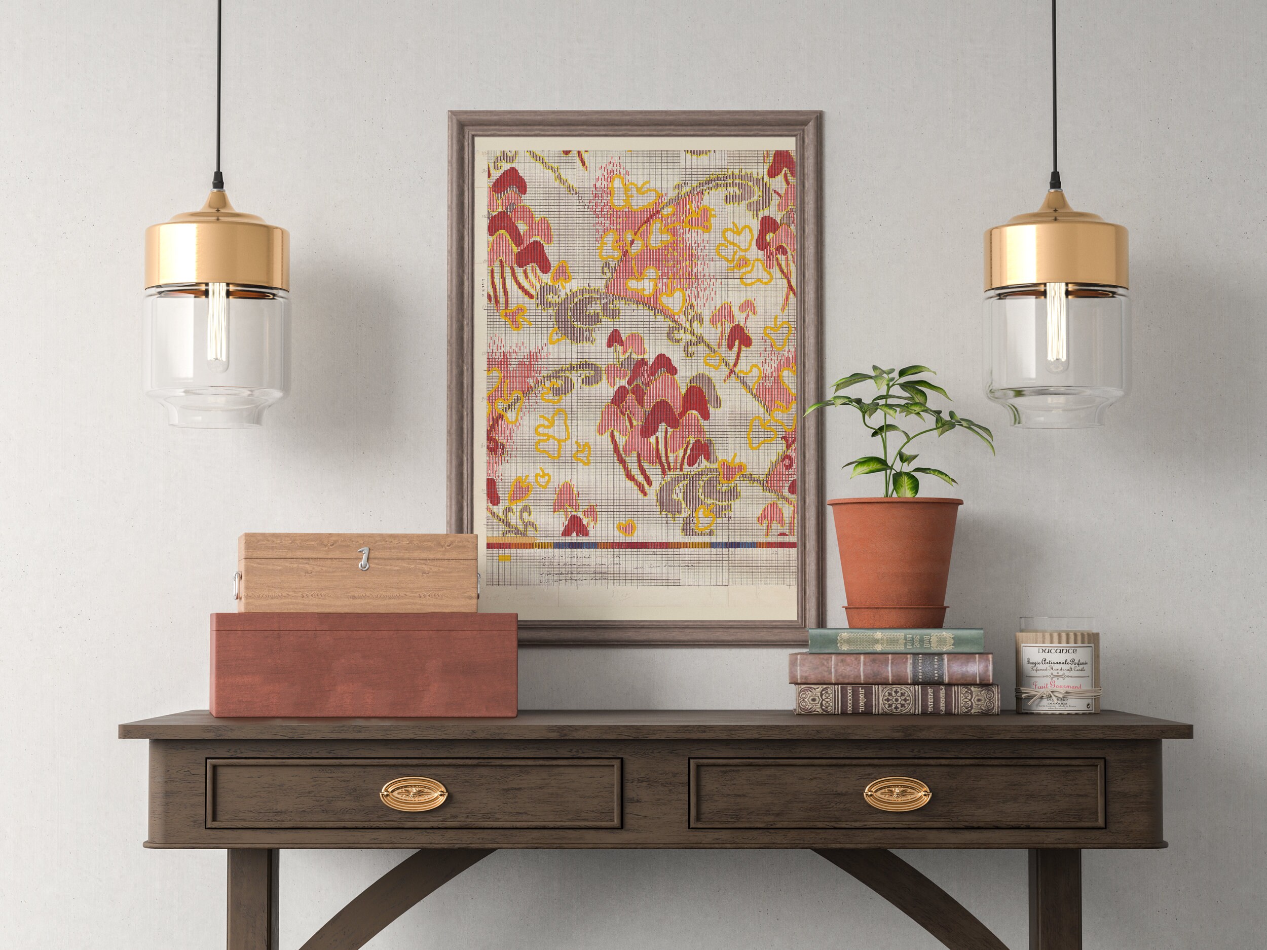 Vintage Wall Art Set of 3 Mid Century Modern Textile Wall Etsy UK