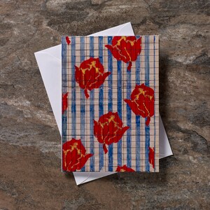 vintage Floral Greetings Card Antique Textile Point Paper Fabric Pattern Birthday Card