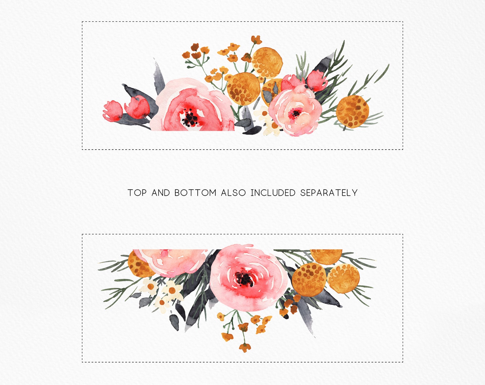 Rustic Floral Frame Clipart Horizontal Floral Wreath - Etsy