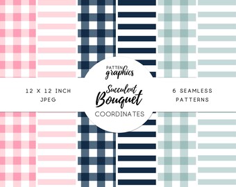 Stripes & Checks Seamless Patterns - Coordinates for SucculentBouquet