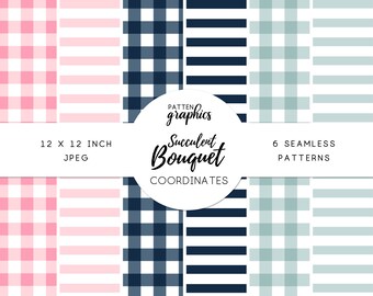 Stripes & Checks Seamless Patterns - Coordinates for SucculentBouquet