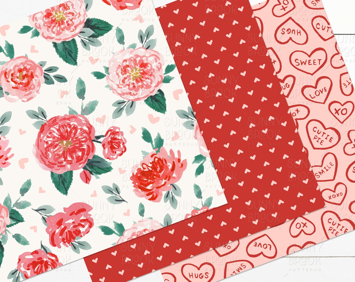 Valentines Day Digital Paper, Valentine Seamless Pattern, Digital Paper ...