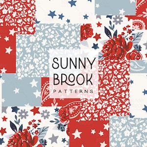 Modello senza cuciture patriottico, file senza cuciture Patchwork del 4 luglio, carta digitale Americana, file senza cuciture del Giorno dell'Indipendenza, America, Stati Uniti