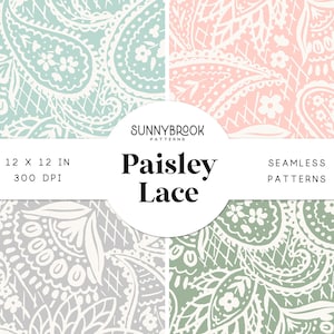 Digitales Paisley-Papier, Nahtloses Paisleymuster, Pastellspitze, florales Muster, nahtlose Datei für Stoff, digitaler Download