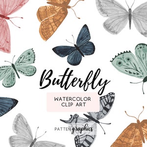 Clipart farfalle, Clipart farfalla acquerello, Farfalla acquerello, PNG stampabile farfalla, Acquerello rosa e blu scuro