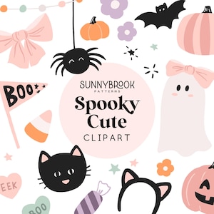 Pastel Halloween Clipart | Cute Halloween Clipart Commercial Use | Pink Halloween Clip Art for invitations, parties, and decor | SpookyCute