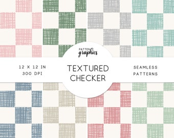 Checker Seamless Pattern, Checker Digital Paper, Checkerboard Seamless File, Pastel Checker Backgrounds, Hand Drawn, Off White, Woven