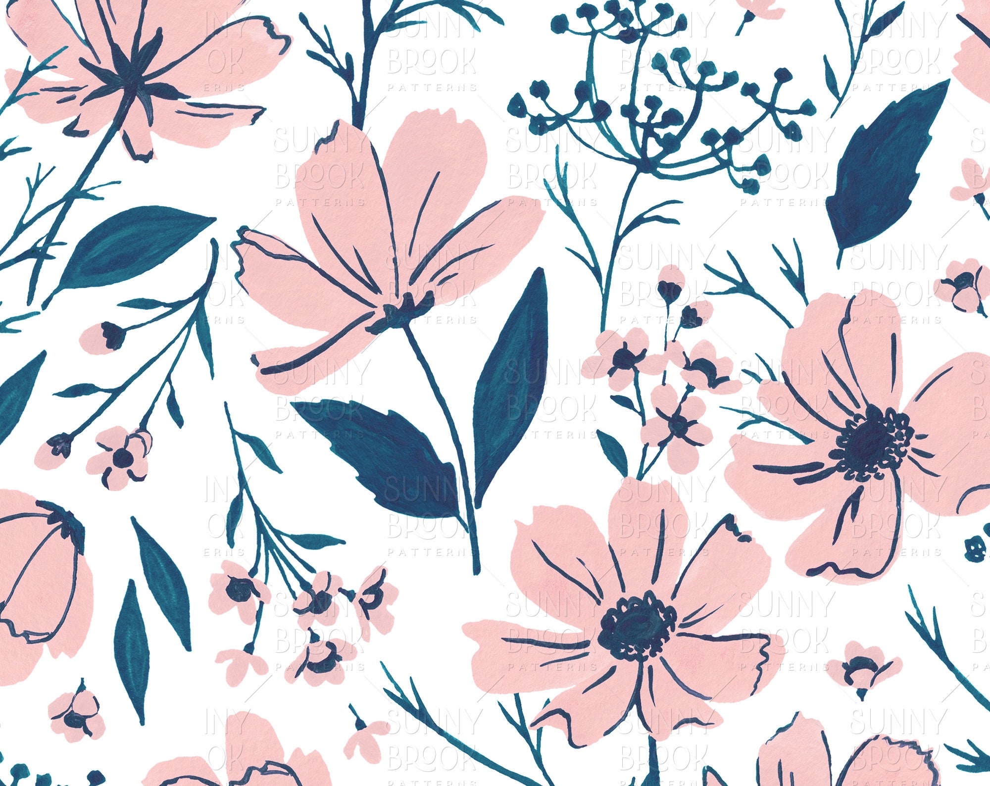 Digital Paper, Pink Floral Seamless File, Floral Digital Paper ...