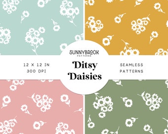 Daisy seamless pattern, Seamless spring pattern, flower seamless pattern file, daisy digital paper, seamless daisies, ditsy floral paper