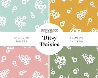 Daisy seamless pattern, Seamless spring pattern, flower seamless pattern file, daisy digital paper, seamless daisies, ditsy floral paper