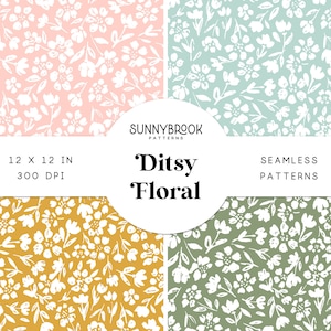 Ditsy floral nahtlose, Ditsy Blumen Muster, kleine florale digitale Papier, nahtlose Datei, Ton in Ton, Rapportmuster, rosa, senfgelb