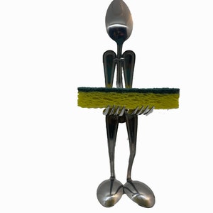 Silverware kitchen sponge holder sculpture art