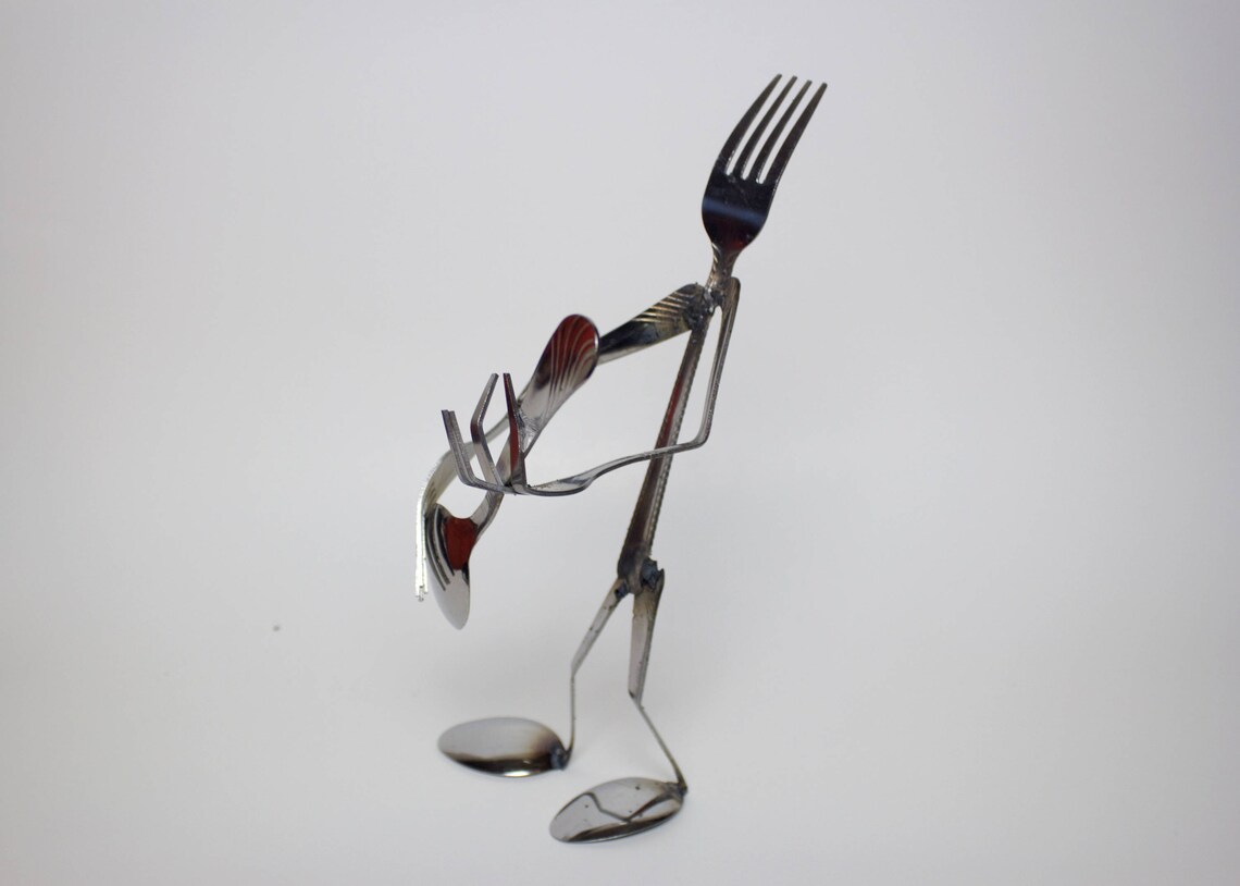 Silverware musician sculpture guitar player Etsy
