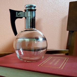 Vintage Glass Carafe with Silver Accent With Cork Stopper