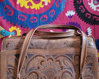 Vintage bewerkte leren hangtas