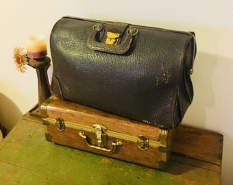 Antique Leather Doctors Bag Briefcase
