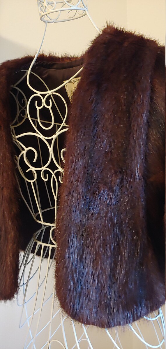 Beautiful Dark Brown Vintage Genuine Fur Stole - image 4