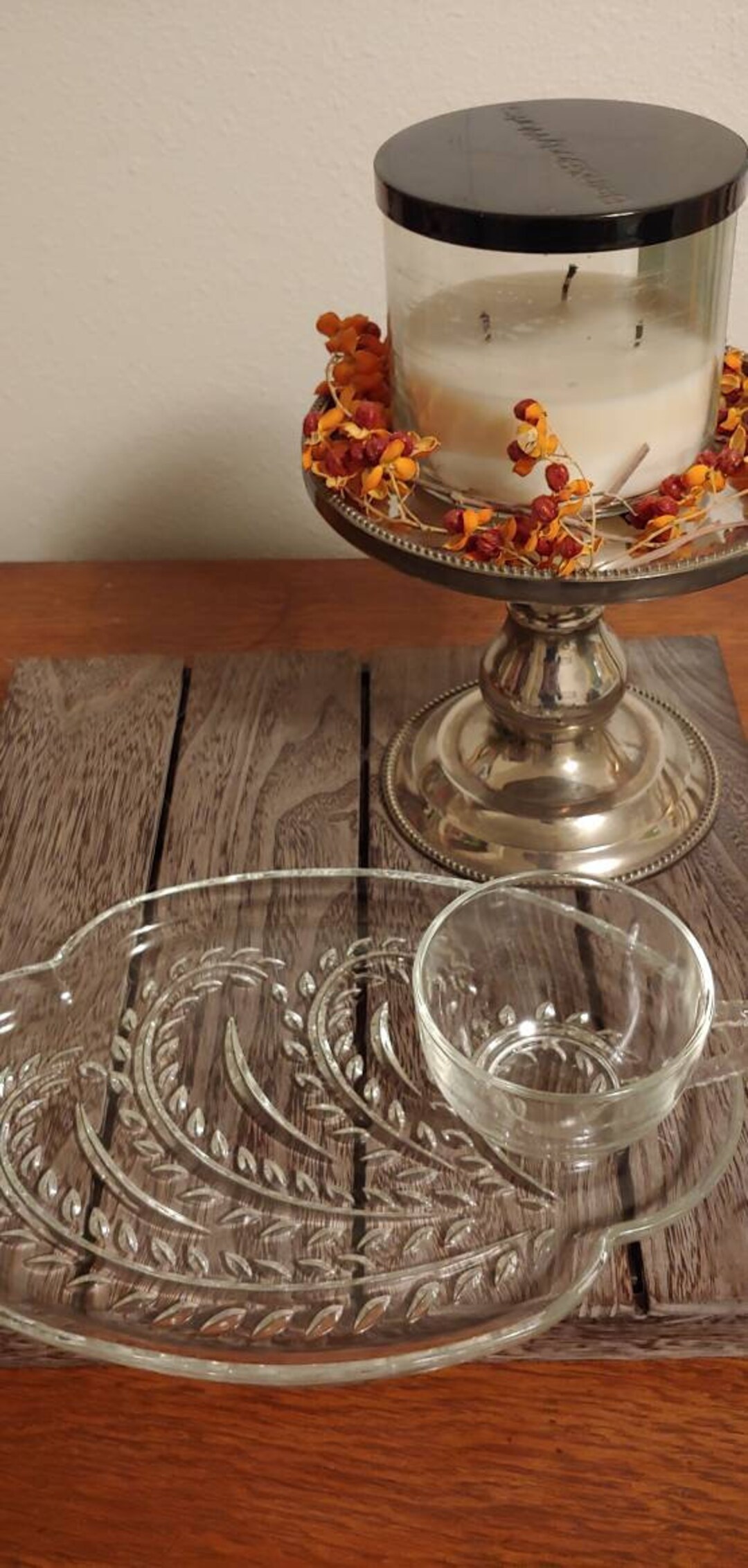 Vintage Federal Glass Company Hospitality Snack Set Plate and Cup