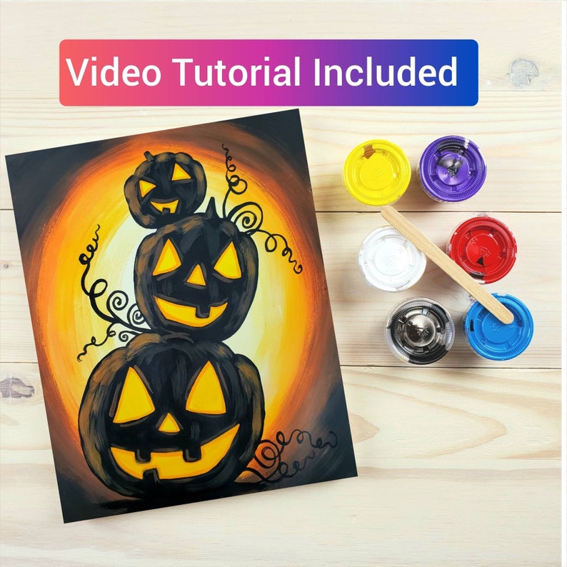 Pumpkin Stack Wine DIY Paint Kit Sip and Paint Date Night Etsy Canada