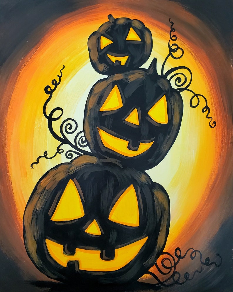 Pumpkin Stack Wine DIY Paint Kit Sip and Paint Date Night Etsy Canada